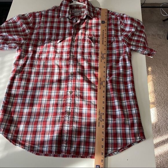 Carhartt Large Red Plaid Cotton Button-Up Shirt - Picture 6 of 11